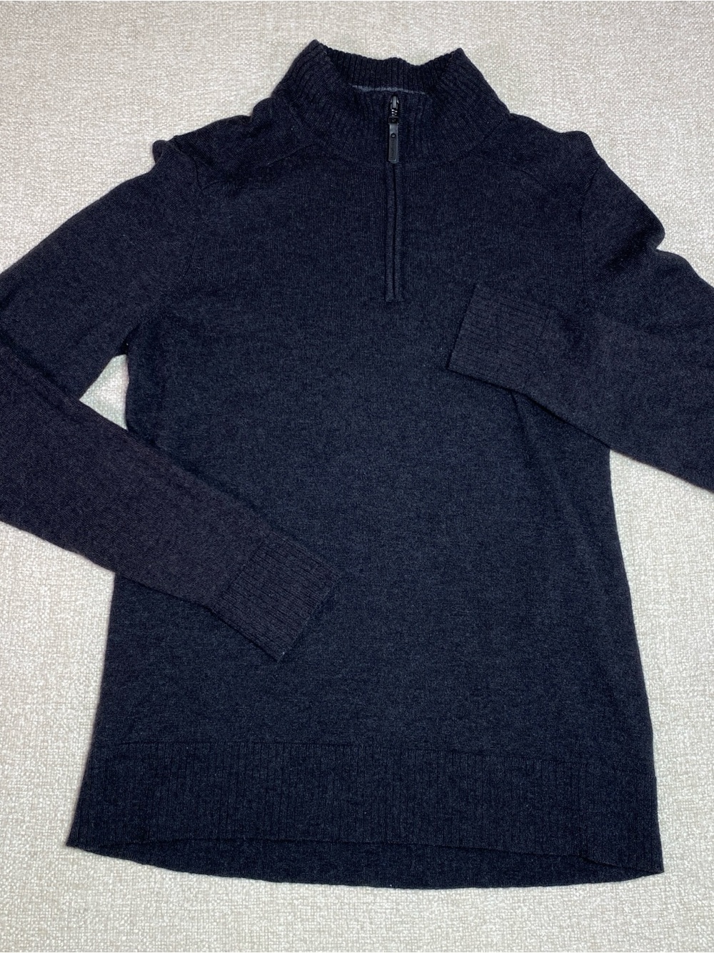Smartwool Sweater Women S Charcoal Gray Merino Wool Blend 1/4 Zip Knit Mock Neck